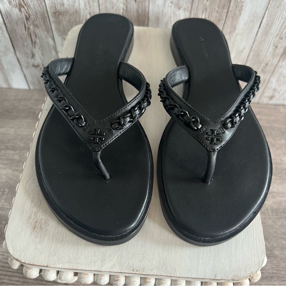 Tory Burch Every Chain Sandals Black New 7 - Picture 2 of 3